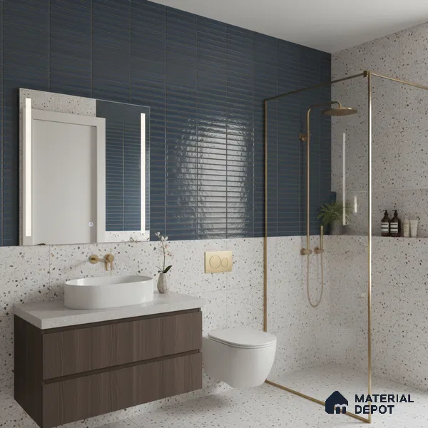 Subway Look Wall Tile TL 10373 D Mendila Lagoon 24 x 12 inch Matte Finish Ceramic Tile - 9 mm | Suitable for Kitchen, Bathroom & Dining Area | Please Expect a Slight Variation of Pattern
