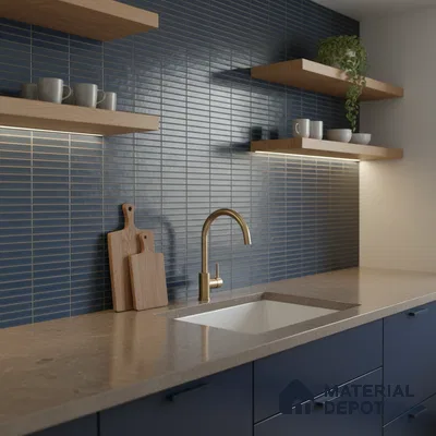 Subway Look Wall Tile TL 10373 D Mendila Lagoon 24 x 12 inch Matte Finish Ceramic Tile - 9 mm | Suitable for Kitchen, Bathroom & Dining Area | Please Expect a Slight Variation of Pattern