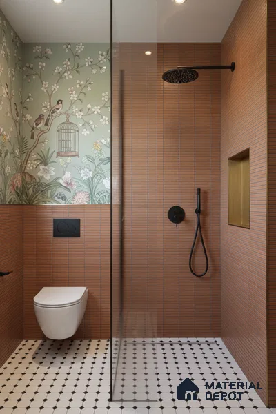 Subway Look Wall Tile TL 10373 E Mendila Clay 24 x 12 inch Matte Finish Ceramic Tile - 9 mm | Suitable for Kitchen, Bathroom & Dining Area | Please Expect a Slight Variation of Pattern