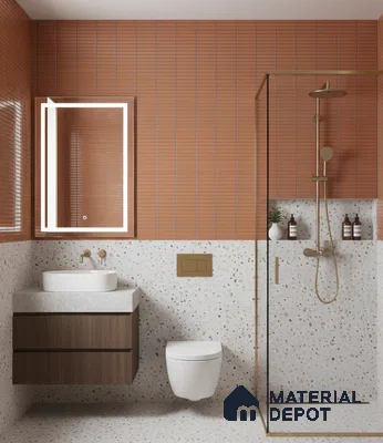 Subway Look Wall Tile TL 10373 E Mendila Clay 24 x 12 inch Matte Finish Ceramic Tile - 9 mm | Suitable for Kitchen, Bathroom & Dining Area | Please Expect a Slight Variation of Pattern
