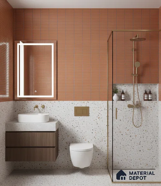 Subway Look Wall Tile TL 10373 E Mendila Clay 24 x 12 inch Matte Finish Ceramic Tile - 9 mm | Suitable for Kitchen, Bathroom & Dining Area | Please Expect a Slight Variation of Pattern