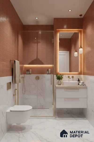 Subway Look Wall Tile TL 10373 E Mendila Clay 24 x 12 inch Matte Finish Ceramic Tile - 9 mm | Suitable for Kitchen, Bathroom & Dining Area | Please Expect a Slight Variation of Pattern