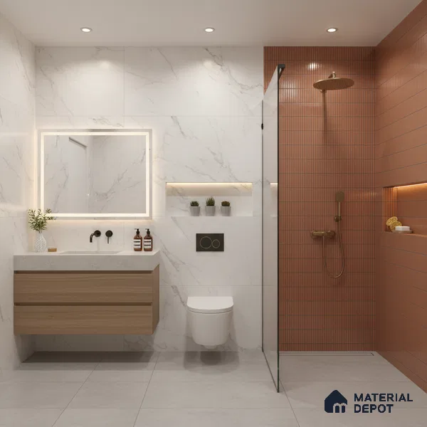 Subway Look Wall Tile TL 10373 E Mendila Clay 24 x 12 inch Matte Finish Ceramic Tile - 9 mm | Suitable for Kitchen, Bathroom & Dining Area | Please Expect a Slight Variation of Pattern