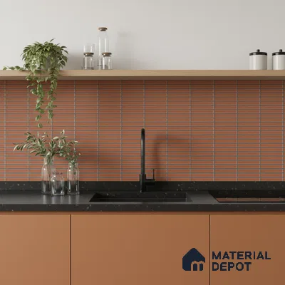 Subway Look Wall Tile TL 10373 E Mendila Clay 24 x 12 inch Matte Finish Ceramic Tile - 9 mm | Suitable for Kitchen, Bathroom & Dining Area | Please Expect a Slight Variation of Pattern