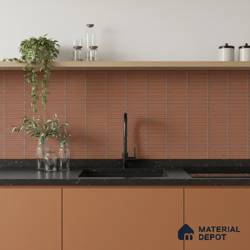 Subway Look Wall Tile TL 10373 E Mendila Clay 24 x 12 inch Matte Finish Ceramic Tile - 9 mm | Suitable for Kitchen, Bathroom & Dining Area | Please Expect a Slight Variation of Pattern