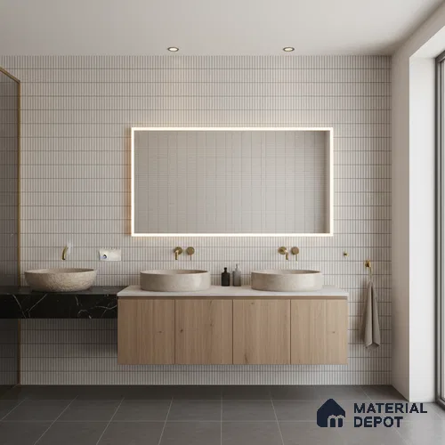 Subway Look Wall Tile TL 10373 F Mendila Bianco 24 x 12 inch Matte Finish Ceramic Tile - 9 mm | Suitable for Kitchen, Bathroom & Dining Area | Please Expect a Slight Variation of Pattern