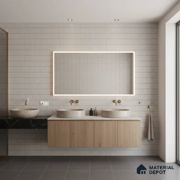Subway Look Wall Tile TL 10373 F Mendila Bianco 24 x 12 inch Matte Finish Ceramic Tile - 9 mm | Suitable for Kitchen, Bathroom & Dining Area | Please Expect a Slight Variation of Pattern