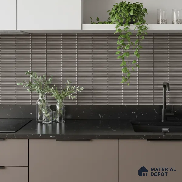 Subway Look Wall Tile TL 10373 G Mendila Smoke 24 x 12 inch Matte Finish Ceramic Tile - 9 mm | Suitable for Kitchen, Bathroom & Dining Area | Please Expect a Slight Variation of Pattern