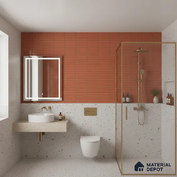 Subway Look Wall Tile TL 10373 Mendila Red 24 x 12 inch Matte Finish Ceramic Tile - 9 mm | Suitable for Kitchen, Bathroom & Dining Area | Please Expect a Slight Variation of Pattern