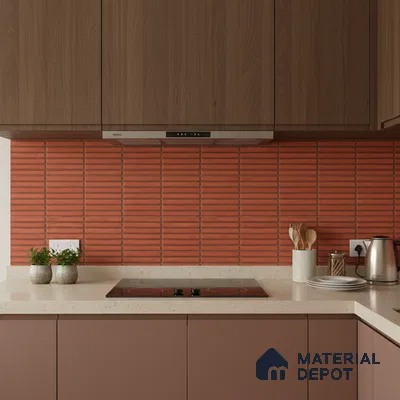 Subway Look Wall Tile TL 10373 Mendila Red 24 x 12 inch Matte Finish Ceramic Tile - 9 mm | Suitable for Kitchen, Bathroom & Dining Area | Please Expect a Slight Variation of Pattern