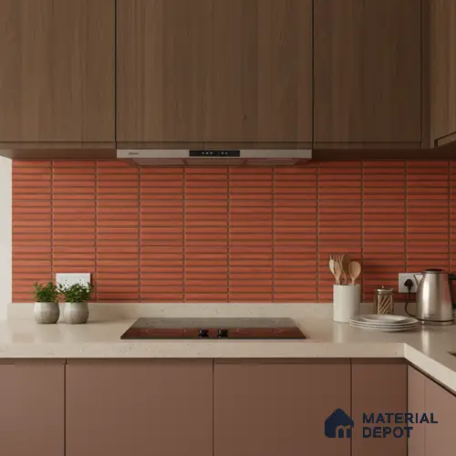 Subway Look Wall Tile TL 10373 Mendila Red 24 x 12 inch Matte Finish Ceramic Tile - 9 mm | Suitable for Kitchen, Bathroom & Dining Area | Please Expect a Slight Variation of Pattern