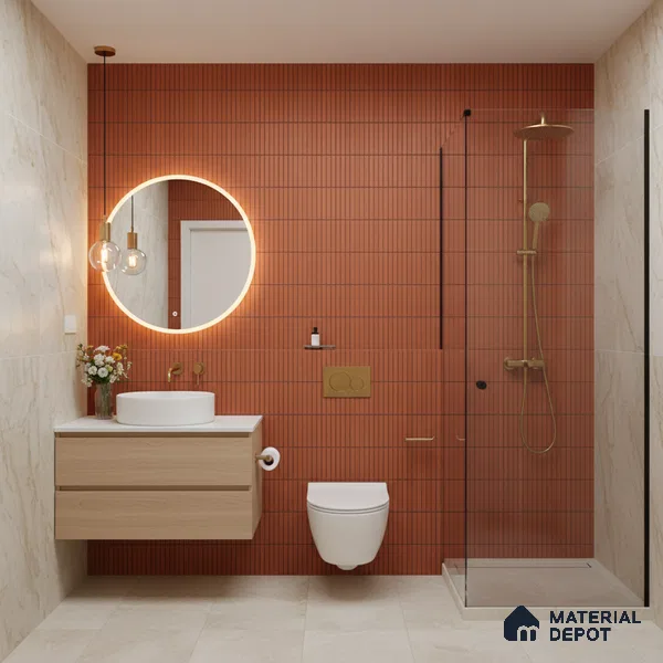Subway Look Wall Tile TL 10373 Mendila Red 24 x 12 inch Matte Finish Ceramic Tile - 9 mm | Suitable for Kitchen, Bathroom & Dining Area | Please Expect a Slight Variation of Pattern