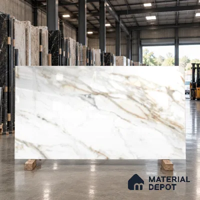 Marble Wall & Floor Tile TL 10374 White 6 ft x 4 ft Glossy Finish Vitrified Tile - 15 mm | Suitable For Living Room, Bedroom, Bathroom | Adhesive and Spacers Must be Used During Installation