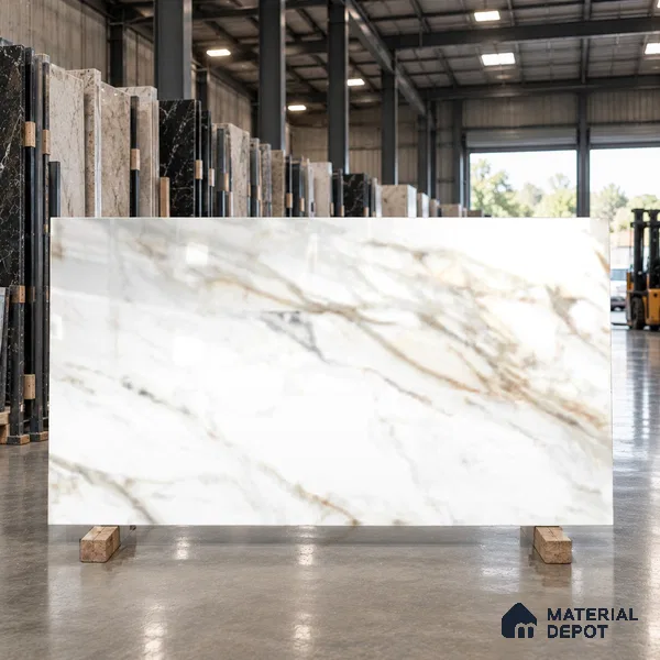 Marble Wall & Floor Tile TL 10374 White 6 ft x 4 ft Glossy Finish Vitrified Tile - 15 mm | Suitable For Living Room, Bedroom, Bathroom | Adhesive and Spacers Must be Used During Installation