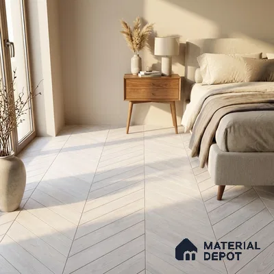 Wood Look Floor Tile TL 10382 Classic White 35.43 inch x 6 inch Matte Finish Vitrified Tile - 9 mm | Suitable For living Room, Bedroom, Bathroom | 2-3 mm Spacer is Mandatory