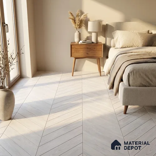 Wood Look Floor Tile TL 10382 Classic White 35.43 inch x 6 inch Matte Finish Vitrified Tile - 9 mm | Suitable For living Room, Bedroom, Bathroom | 2-3 mm Spacer is Mandatory