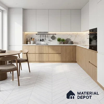 Wood Look Floor Tile TL 10382 Classic White 35.43 inch x 6 inch Matte Finish Vitrified Tile - 9 mm | Suitable For living Room, Bedroom, Bathroom | 2-3 mm Spacer is Mandatory