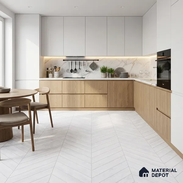 Wood Look Floor Tile TL 10382 Classic White 35.43 inch x 6 inch Matte Finish Vitrified Tile - 9 mm | Suitable For living Room, Bedroom, Bathroom | 2-3 mm Spacer is Mandatory