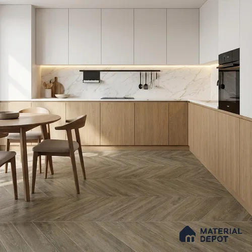 Wood Look Floor Tile TL 10384 English Wood 35.43 inch x 6 inch Matte Finish Vitrified Tile - 9 mm | Suitable For living Room, Bedroom, Bathroom | 2-3 mm Spacer is Mandatory