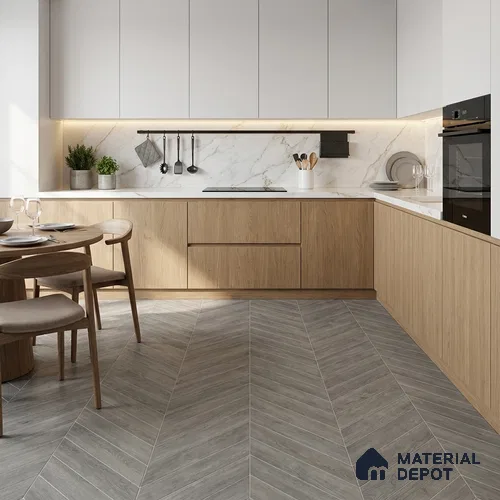 Wood Look Floor Tile TL 10387 B Oak Nouveau Grey 35.43 inch x 6 inch Matte Finish Vitrified Tile - 9 mm | Suitable For living Room, Bedroom, Bathroom | 2-3 mm Spacer is Mandatory