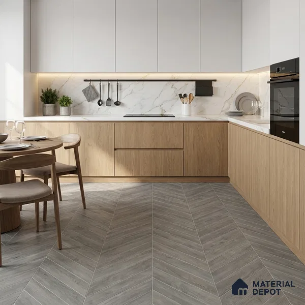 Wood Look Floor Tile TL 10387 B Oak Nouveau Grey 35.43 inch x 6 inch Matte Finish Vitrified Tile - 9 mm | Suitable For living Room, Bedroom, Bathroom | 2-3 mm Spacer is Mandatory
