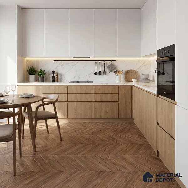 Wood Look Floor Tile TL 10387 C Oak Slate 35.43 inch x 6 inch Matte Finish Vitrified Tile - 9 mm | Suitable For living Room, Bedroom, Bathroom | 2-3 mm Spacer is Mandatory