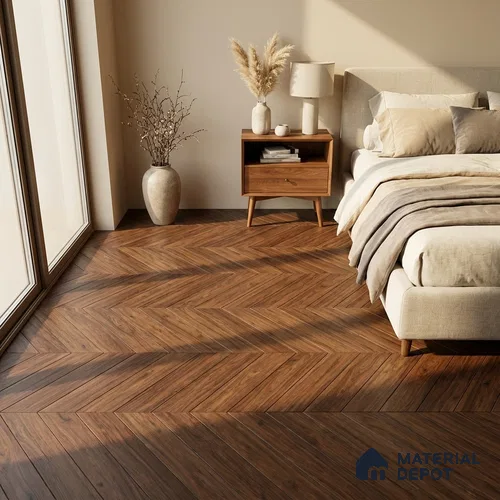 Wood Look Floor Tile TL 10387 D Oak Walnut 35.43 inch x 6 inch Matte Finish Vitrified Tile - 9 mm | Suitable For living Room, Bedroom, Bathroom | 2-3 mm Spacer is Mandatory