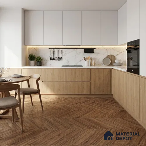 Wood Look Floor Tile TL 10387 D Oak Walnut 35.43 inch x 6 inch Matte Finish Vitrified Tile - 9 mm | Suitable For living Room, Bedroom, Bathroom | 2-3 mm Spacer is Mandatory