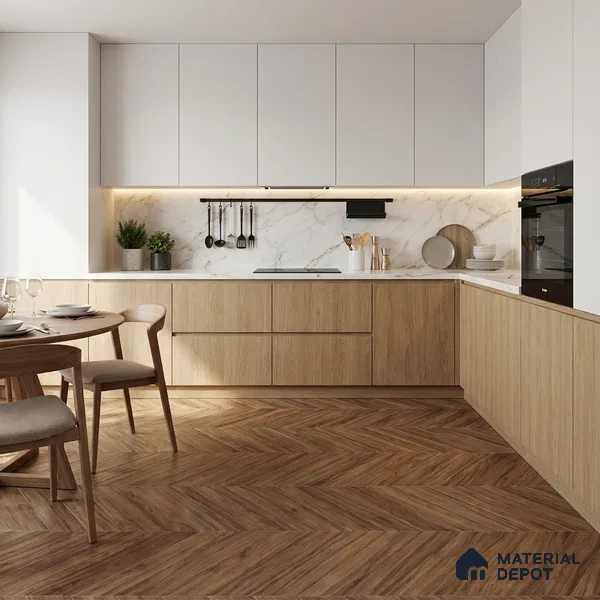 Wood Look Floor Tile TL 10387 D Oak Walnut 35.43 inch x 6 inch Matte Finish Vitrified Tile - 9 mm | Suitable For living Room, Bedroom, Bathroom | 2-3 mm Spacer is Mandatory