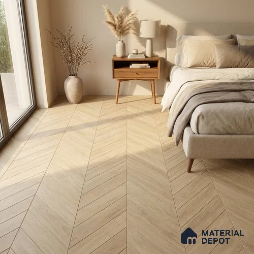 Wood Look Floor Tile TL 10387 Oak Polar 35.43 inch x 6 inch Matte Finish Vitrified Tile - 9 mm | Suitable For living Room, Bedroom, Bathroom | 2-3 mm Spacer is Mandatory