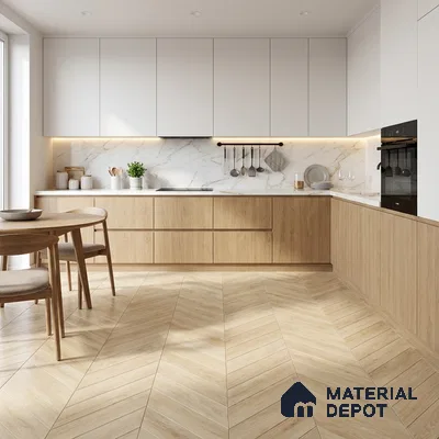 Wood Look Floor Tile TL 10387 Oak Polar 35.43 inch x 6 inch Matte Finish Vitrified Tile - 9 mm | Suitable For living Room, Bedroom, Bathroom | 2-3 mm Spacer is Mandatory