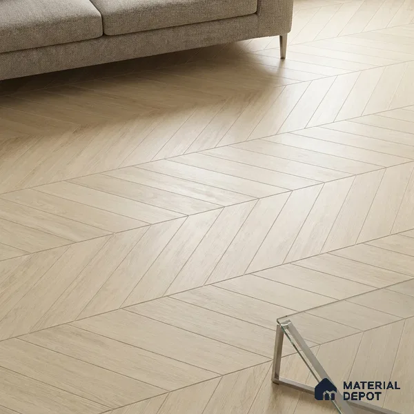 Wood Look Floor Tile TL 10387 Oak Polar 35.43 inch x 6 inch Matte Finish Vitrified Tile - 9 mm | Suitable For living Room, Bedroom, Bathroom | 2-3 mm Spacer is Mandatory