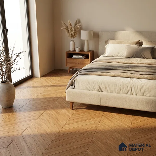 Wood Look Floor Tile TL 10392 Chevron Treviso 35.43 inch x 6 inch Matte Finish Porcelain Tile - 9 mm | Suitable For living Room, Bedroom, Bathroom | 2-3 mm Spacer is Mandatory