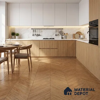 Wood Look Floor Tile TL 10392 Chevron Treviso 35.43 inch x 6 inch Matte Finish Porcelain Tile - 9 mm | Suitable For living Room, Bedroom, Bathroom | 2-3 mm Spacer is Mandatory