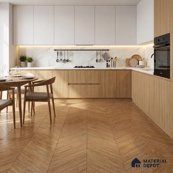 Wood Look Floor Tile TL 10392 Chevron Treviso 35.43 inch x 6 inch Matte Finish Porcelain Tile - 9 mm | Suitable For living Room, Bedroom, Bathroom | 2-3 mm Spacer is Mandatory