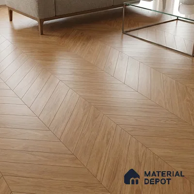 Wood Look Floor Tile TL 10392 Chevron Treviso 35.43 inch x 6 inch Matte Finish Porcelain Tile - 9 mm | Suitable For living Room, Bedroom, Bathroom | 2-3 mm Spacer is Mandatory