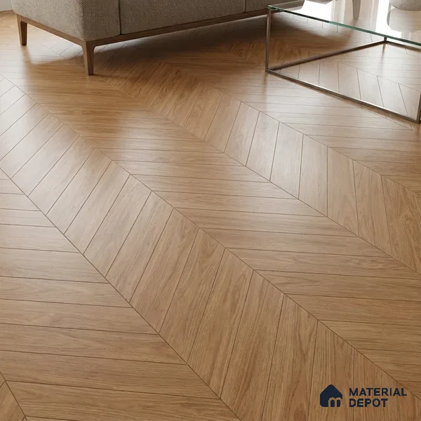 Wood Look Floor Tile TL 10392 Chevron Treviso 35.43 inch x 6 inch Matte Finish Porcelain Tile - 9 mm | Suitable For living Room, Bedroom, Bathroom | 2-3 mm Spacer is Mandatory