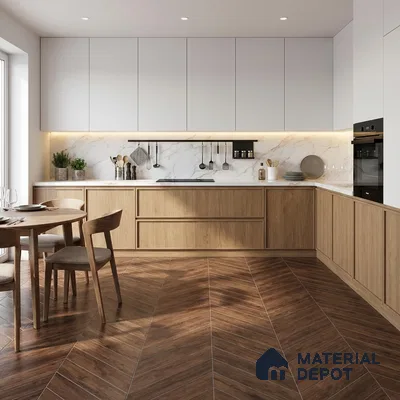 Wood Look Floor Tile TL 10393 B Chevron Tropez Prune 35.43 inch x 6 inch Matte Finish Porcelain Tile - 9 mm | Suitable For living Room, Bedroom, Bathroom | 2-3 mm Spacer is Mandatory