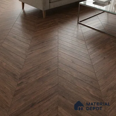 Wood Look Floor Tile TL 10393 B Chevron Tropez Prune 35.43 inch x 6 inch Matte Finish Porcelain Tile - 9 mm | Suitable For living Room, Bedroom, Bathroom | 2-3 mm Spacer is Mandatory