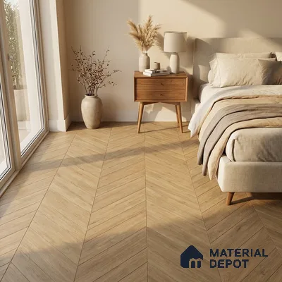 Wood Look Floor Tile TL 10393 C Chevron Tropez Springcreek 35.43 inch x 6 inch Matte Finish Porcelain Tile - 9 mm | Suitable For living Room, Bedroom, Bathroom | 2-3 mm Spacer is Mandatory