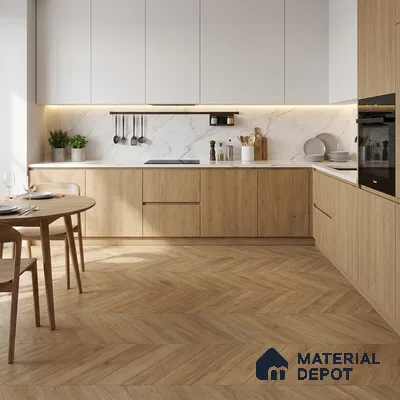 Wood Look Floor Tile TL 10393 C Chevron Tropez Springcreek 35.43 inch x 6 inch Matte Finish Porcelain Tile - 9 mm | Suitable For living Room, Bedroom, Bathroom | 2-3 mm Spacer is Mandatory