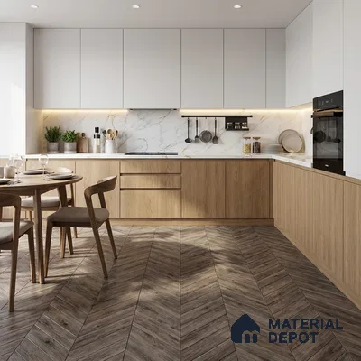 Wood Look Floor Tile TL 10394 Chevron Twilight 35.43 inch x 6 inch Matte Finish Porcelain Tile - 9 mm | Suitable For living Room, Bedroom, Bathroom | 2-3 mm Spacer is Mandatory