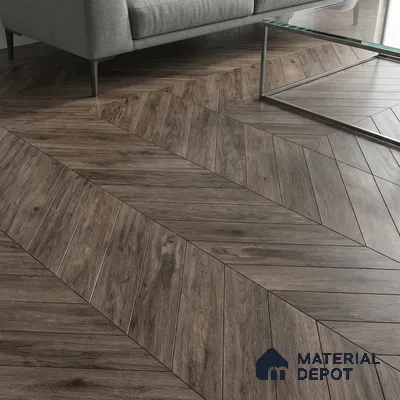 Wood Look Floor Tile TL 10394 Chevron Twilight 35.43 inch x 6 inch Matte Finish Porcelain Tile - 9 mm | Suitable For living Room, Bedroom, Bathroom | 2-3 mm Spacer is Mandatory