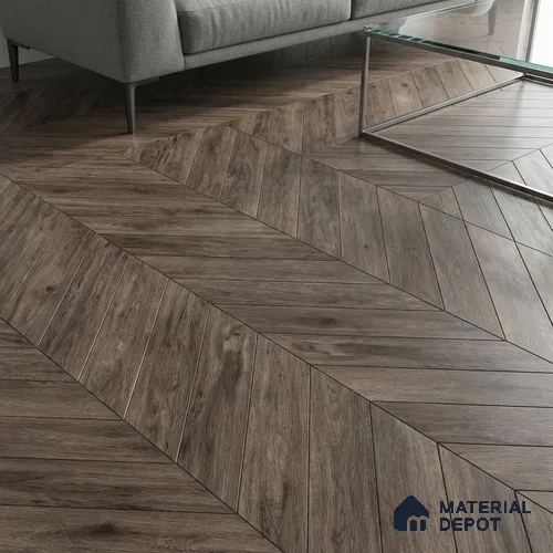 Wood Look Floor Tile TL 10394 Chevron Twilight 35.43 inch x 6 inch Matte Finish Porcelain Tile - 9 mm | Suitable For living Room, Bedroom, Bathroom | 2-3 mm Spacer is Mandatory