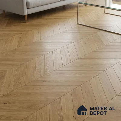 Wood Look Floor Tile TL 10395 B Chevron Golden Oak 35.43 inch x 6 inch Matte Finish Porcelain Tile - 9 mm | Suitable For living Room, Bedroom, Bathroom | 2-3 mm Spacer is Mandatory
