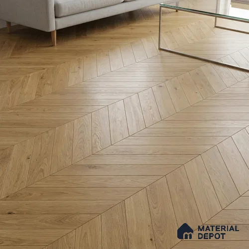 Wood Look Floor Tile TL 10395 B Chevron Golden Oak 35.43 inch x 6 inch Matte Finish Porcelain Tile - 9 mm | Suitable For living Room, Bedroom, Bathroom | 2-3 mm Spacer is Mandatory