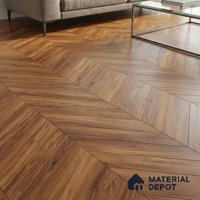 Wood Look Floor Tile TL 10395 Chevron Golden Honey 35.43 inch x 6 inch Matte Finish Porcelain Tile - 9 mm | Suitable For living Room, Bedroom, Bathroom | 2-3 mm Spacer is Mandatory