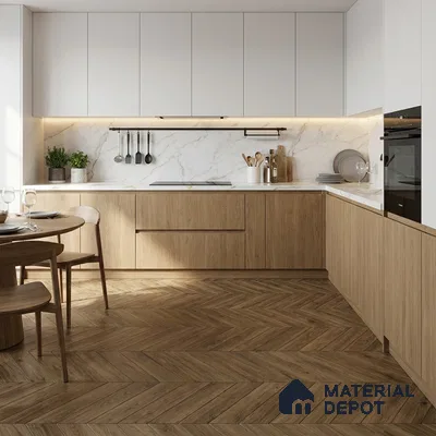 Wood Look Floor Tile TL 10396 Chevron Jacobean 35.43 inch x 6 inch Matte Finish Porcelain Tile - 9 mm | Suitable For living Room, Bedroom, Bathroom | 2-3 mm Spacer is Mandatory