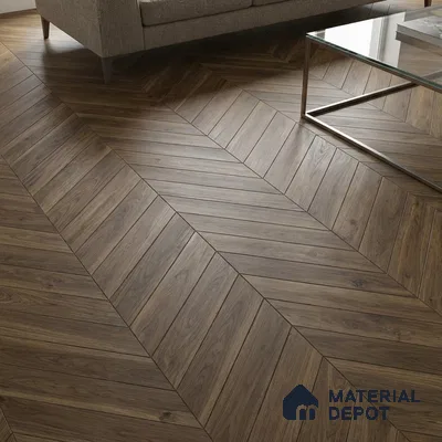 Wood Look Floor Tile TL 10396 Chevron Jacobean 35.43 inch x 6 inch Matte Finish Porcelain Tile - 9 mm | Suitable For living Room, Bedroom, Bathroom | 2-3 mm Spacer is Mandatory