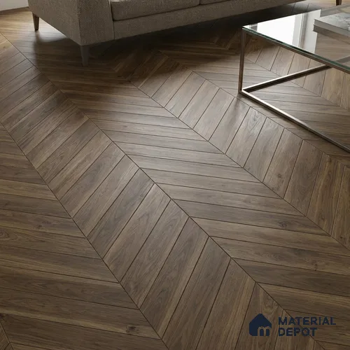Wood Look Floor Tile TL 10396 Chevron Jacobean 35.43 inch x 6 inch Matte Finish Porcelain Tile - 9 mm | Suitable For living Room, Bedroom, Bathroom | 2-3 mm Spacer is Mandatory